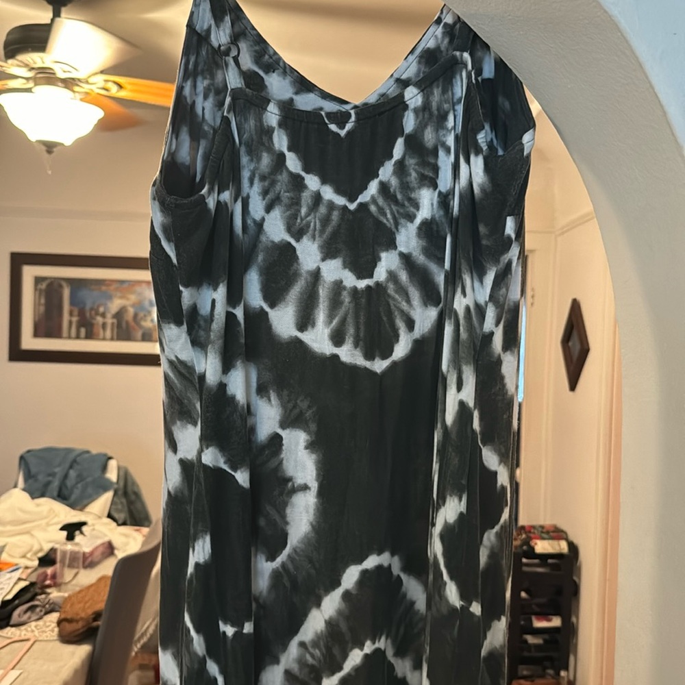 black and white cotton sundress w/ built in bra